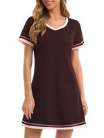 Femmes robe de chaise longue manches courtes chemises de nuit lâches Pyjamas