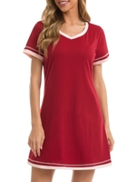 Femmes robe de chaise longue manches courtes chemises de nuit lâches Pyjamas