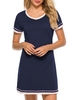 Femmes robe de chaise longue manches courtes chemises de nuit lâches Pyjamas