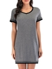 Femmes robe de chaise longue manches courtes chemises de nuit lâches Pyjamas