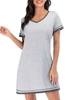 Femmes robe de chaise longue manches courtes chemises de nuit lâches Pyjamas