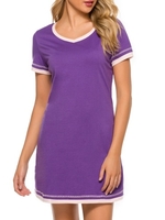 Femmes robe de chaise longue manches courtes chemises de nuit lâches Pyjamas