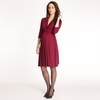 Femmes robe de maternité robe froncé col en V 3/4 manches allaitement vêtements de grossesse bleu S