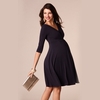 Femmes robe de maternité robe ruché col en V 3/4 manches allaitement vêtements de grossesse bleu foncé S