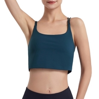 Femmes Sport soutien-gorge Double couche croisé Spaghetti sans fil rembourré course à pied Gym Yoga danse Sport Cami débardeur