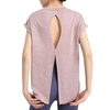 Femmes Sport T-Shirt évider fendu dos O cou à manches courtes gilet à séchage rapide course Fitness Yoga hauts amples
