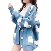 Femmes surdimensionné tricot Cardigan manteau mignon mouton boutons devant avec poche lâche pull vestes décontractées