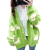 Femmes surdimensionné tricot Cardigan manteau mignon mouton boutons devant avec poche lâche pull vestes décontractées