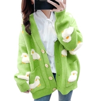 Femmes surdimensionné tricot Cardigan manteau mignon mouton boutons devant avec poche lâche pull vestes décontractées