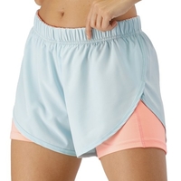 Femmes été 2 en 1 Shorts de sport séchage rapide poche pour téléphone taille élastique cordon course Gym Fitness Shorts vêtements de sport