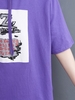 Femmes T-shirt ample à capuche demi manches imprimé T-shirts grande taille