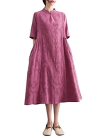 Femmes Vintage robe ample avec poches demi manches vacances tenue décontractée