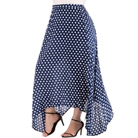 Femmes Vintage taille haute Polka Dot Maxi robe Side Slit asymétrique Hem Summer Retro Long jupe
