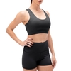 Femmes Yoga Bra Shorts Set Rembourré Strappy Dos Large Ceinture Workout Pilates Running Sports 2PCS