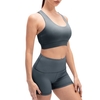 Femmes Yoga Bra Shorts Set Rembourré Strappy Dos Large Ceinture Workout Pilates Running Sports 2PCS