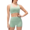 Femmes Yoga Bra Shorts Set Rembourré Strappy Dos Large Ceinture Workout Pilates Running Sports 2PCS