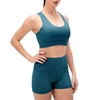 Femmes Yoga Bra Shorts Set Rembourré Strappy Dos Large Ceinture Workout Pilates Running Sports 2PCS