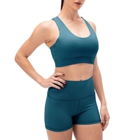 Femmes Yoga Bra Shorts Set Rembourré Strappy Dos Large Ceinture Workout Pilates Running Sports 2PCS