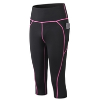 Femmes Yoga Leggings Capri Pantalon À Séchage Rapide Taille Haute Poche Moulante Jogging Workout Gym Fitness Sport Pantalon