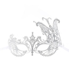 Festnight Luxe Papillon Conception Argent métal coupé au laser Demi-masque avec masque strass boule de mascarade Halloween