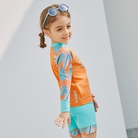 Fille Maillot de bain 2 pièces à manches longues + Casquette Set UPF50 + Protection solaire Rashguards à séchage rapide Maillots de bain Maillot de bain Pour Enfants Toddler Orange 90CM