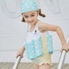 Fille maillot de bain Flotteur une pièce + cap + anneau de bras Élégant maillot de bain mignon avec flottabilité amovible parfait pour les enfants apprendre à nager Rose 90cm