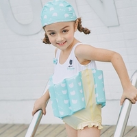 Fille maillot de bain Flotteur une pièce + cap + anneau de bras Élégant maillot de bain mignon avec flottabilité amovible parfait pour les enfants apprendre à nager Rose 90cm