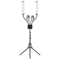 Flexible Double Arms LED Video Light Photography Fill Light 3200K-5600K Dimmable with 2pcs Flexible Phone Holders + 1.6M/63in Metal Light Stand for Live Streaming Vlogging Wedding Portrait Product Photography