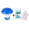 Flotteur de nettoyage de piscine avec 100 pièces de comprimés de purificateur Kit de distributeur de chlore de piscine