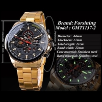 FORSINING Hommes Trois Cadrans En Acier Inoxydable Bande Calendrier Montre Analogique Étanche Automatique Montre-Bracelet Mécanique