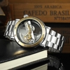 FORSINING Luxe Squelette Automatique Mécanique Hommes Montre Automatique Acier Inoxydable / Véritable Cuir Homme Affaires Montre-Bracelet + Boîte