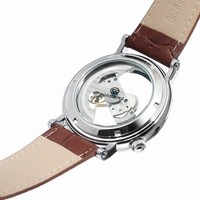 FORSINING Luxe Squelette Automatique Mécanique Hommes Montre Automatique Acier Inoxydable / Véritable Cuir Homme Affaires Montre-Bracelet + Boîte