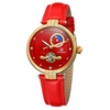 FORSINING montre mécanique automatique pour femmes avec bracelet en cuir design creux montre-bracelet à affichage lumineux pour femmes