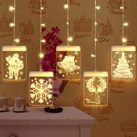 Fête de Noël LED rideau chaîne lumières décoration effet visuel 3D USB alimenté