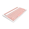 FUDE IK3381 Clavier BT sans fil Clavier de bureau BT portable avec touches multimédia rondes prenant en charge 3 appareils rose