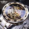 GAGNANT Hommes Montre Automatique De Mode Diamant Affichage Lumineux Mains Vitesse Mouvement Rétro Mécanique Montres Squelettes De Luxe Casual Affaires Montre