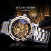 GAGNANT Hommes Montre Automatique De Mode Diamant Affichage Lumineux Mains Vitesse Mouvement Rétro Mécanique Montres Squelettes De Luxe Casual Affaires Montre