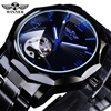 Gagnant Hommes Montres Analogiques Cadran Squelette Transparent Montre Mécanique de Luxe