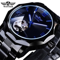Gagnant Hommes Montres Analogiques Cadran Squelette Transparent Montre Mécanique de Luxe