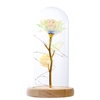 Galaxy or Rose fleur cadeaux bleu fleur artificielle Rose en verre dôme avec lumière LED colorée