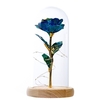 Galaxy Rose fleur cadeaux bleu fleur artificielle Rose en verre dôme avec lumière LED colorée