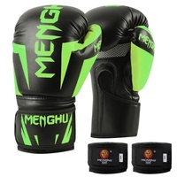 Gants de boxe avec sangles de maintien du poignet Kick Boxing Muay Thai Punching Training Bag Gants Bandages ajustables Moufles de sport de plein air Équipement de pratique de boxe pour sac de frappe Sac de boxe Pads de boxe 12 oz