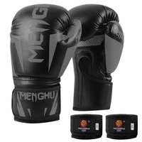 Gants de boxe avec sangles de maintien du poignet Kick Boxing Muay Thai Punching Training Bag Gants Bandages ajustables Moufles de sport de plein air Équipement de pratique de boxe pour sac de frappe Sac de boxe Pads de boxe 12 oz