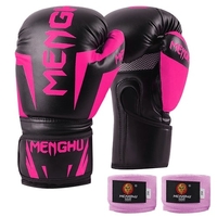 Gants de boxe avec sangles de maintien du poignet Kick Boxing Muay Thai Punching Training Bag Gants Bandages ajustables Moufles de sport de plein air Équipement de pratique de boxe pour sac de frappe Sac de boxe Pads de boxe 12 oz