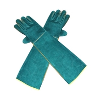 Gants de sécurité anti-morsures Ultra longs en cuir vert pour animaux de compagnie Gants de protection contre les morsures