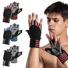 Gants de sport anti-dérapants gants de cyclisme demi-doigts avec de longues sangles de poignet absorbant les chocs rembourrés gants d