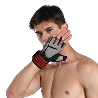 Gants de sport anti-dérapants gants de cyclisme demi-doigts avec de longues sangles de poignet absorbant les chocs rembourrés gants d