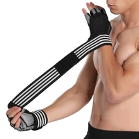 Gants de sport anti-dérapants gants de cyclisme demi-doigts avec de longues sangles de poignet absorbant les chocs rembourrés gants d