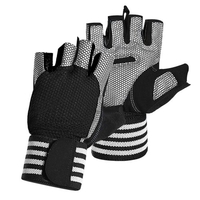 Gants de sport anti-dérapants gants de cyclisme demi-doigts avec de longues sangles de poignet absorbant les chocs rembourrés gants d