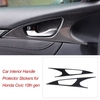 Garniture de couverture de poignée de porte de voiture en Fiber de carbone garde de protection contre les rayures poignée intérieure de protection autocollants de remplacement pour Honda Civic 10th gen 2016-2020